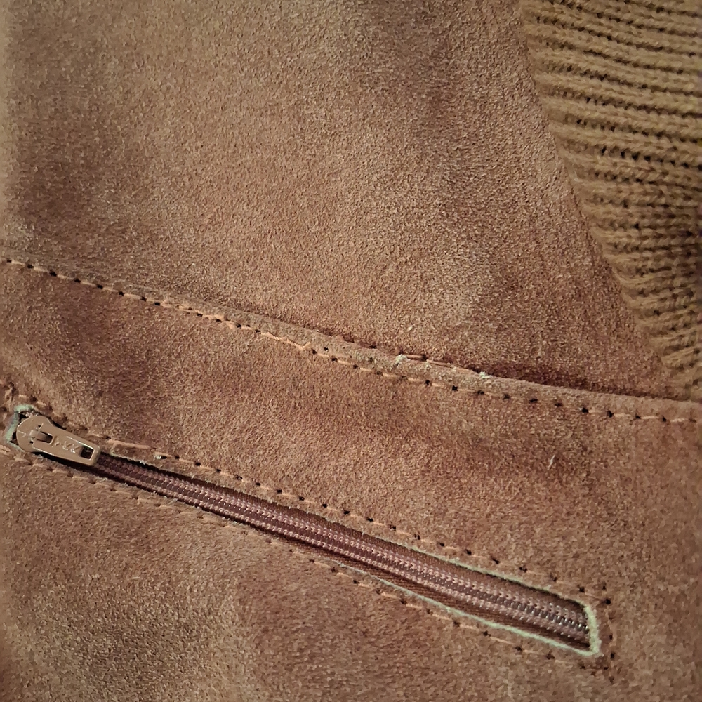 SOLD Vintage WINDBREAKER Suede Knit Bomber Jacket - 100% Cow Hide - Picture 4 of 15